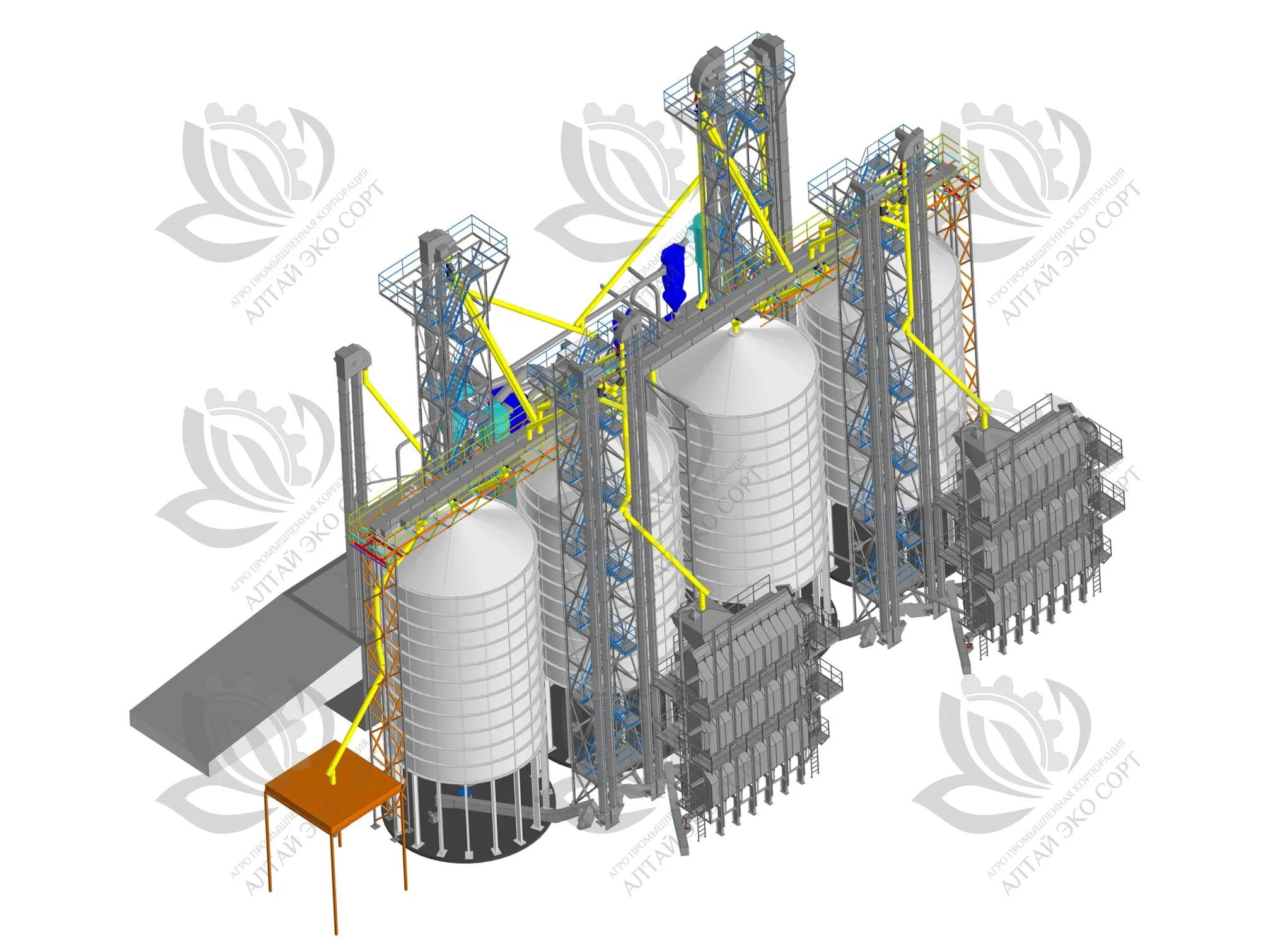Grain cleaning and processing complexes