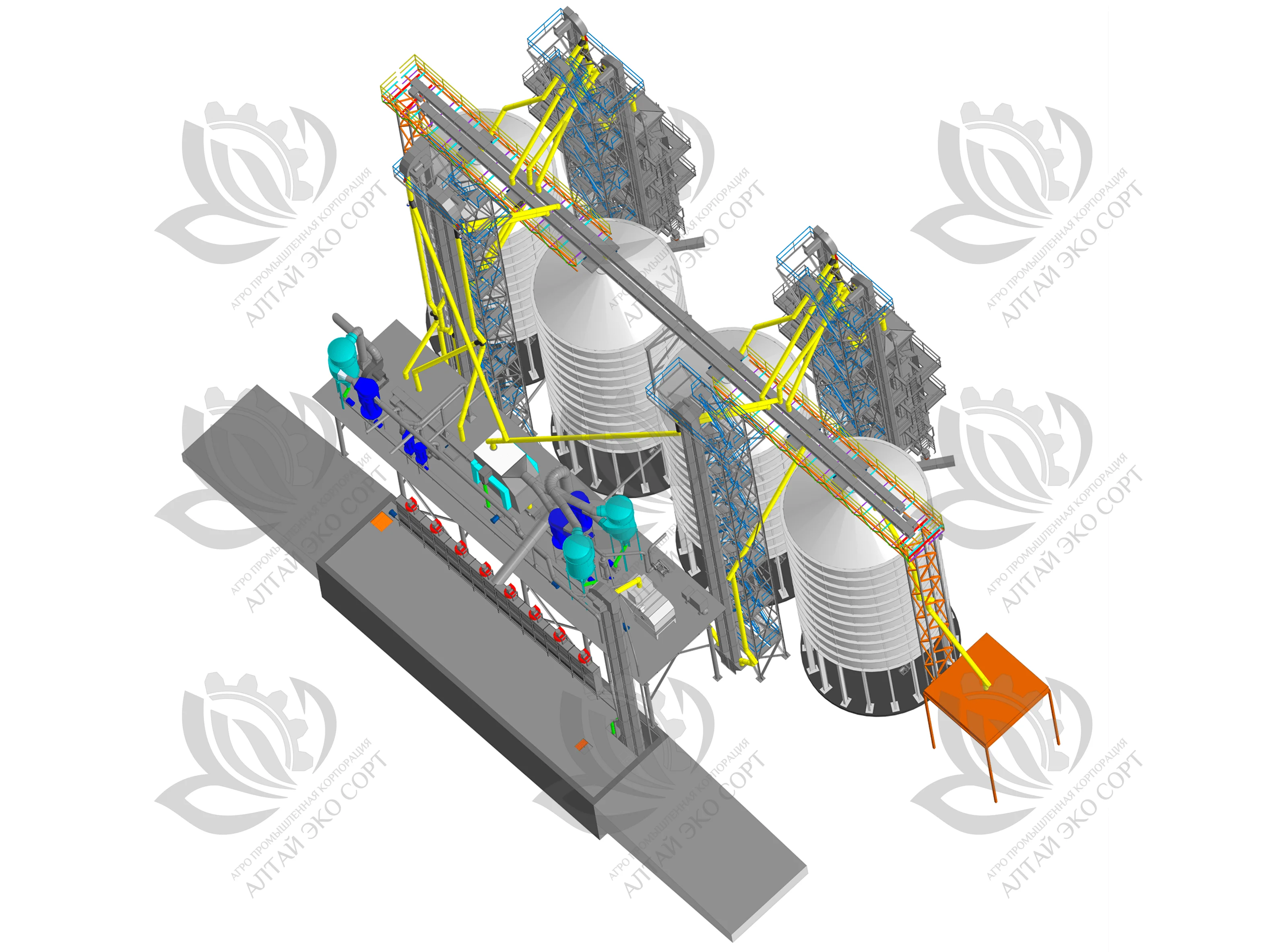 Grain cleaning and processing complexes